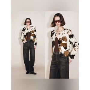 NEW FABRIQUE Mane Cow Print Short Jacket in Faux Horse Hair